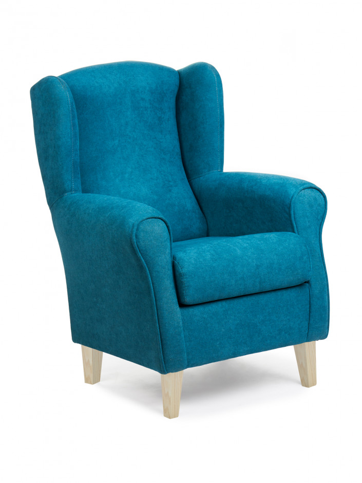 sillón azul patas natural