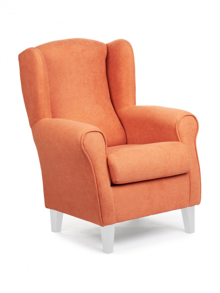 sillón naranja patas blanco